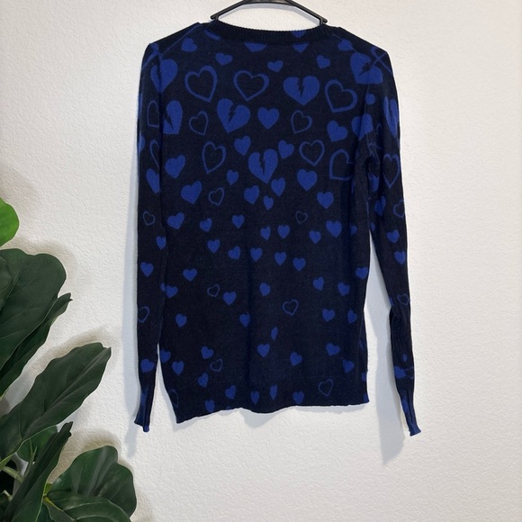 100% Cashmere autumn cashmere Blue heart sweater Size Medium - Picture 4 of 6